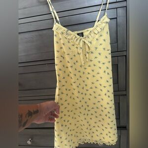 Urban outfitters Yellow Dress with Blue Floral Pattern xs